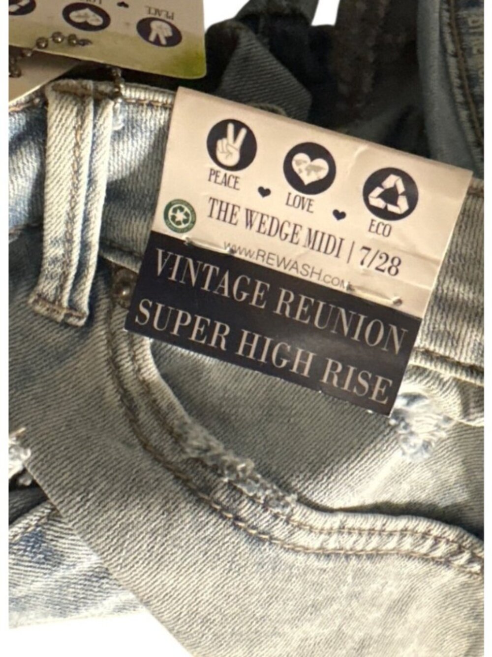 Rewash The Wedge Midi Sz 7/28 Super High Rise Denim Vtg Reunion Distress Shorts - Picture 5 of 14